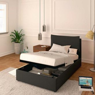 Baldiflex Baldiflex - Letto Contenitore Piazza e mezzo 120x190 Licia in Tessuto con Rete a Doghe colore Caff&egrave; Espresso