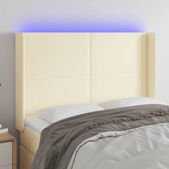 vidaXL Cabecero Con Led Cuero Sint&eacute;tico Color Crema 147x16x118/128 Cm Vidaxl