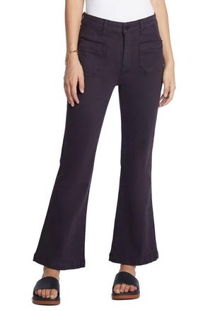 Wash Lab Denim Patch Baby Flare Hem Crop Pants in Black Ink at Nordstrom, Size 25