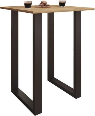 ebuy24 Tavolo da bar VCM Tresen Tavolo in stand Tavolo alto Tavolo da scrivania barba - Xona 80x50 cm (Nero / Rovere al Miele)