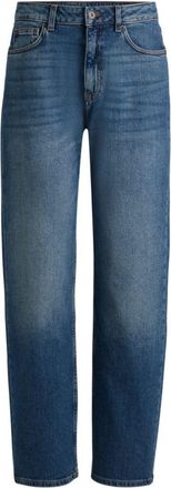 HUGO BOSS Long-length straight-fit jeans in blue stretch denim