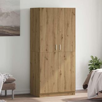 Berkfield Home Wardrobe Artisan Oak 80x52x180 cm Engineered Wood in Brown | Size: 80 x 52 x 180 cm