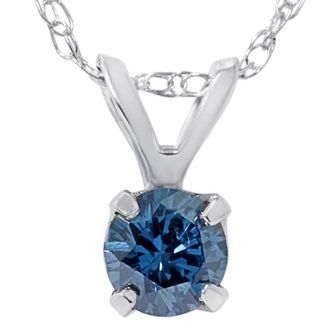 Pompeii3 1/2ct Blue Diamond Solitaire Pendant 14K White Gold
