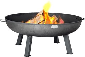 Harbour Housewares 100cm Cast Iron Fire Pit - Outdoor Garden Patio Fire Bowl Heater Stove in Black