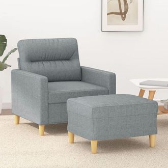 vidaXL Sill&oacute;n Con Taburete Tela Gris Claro 60 Cm Vidaxl