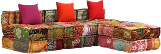 vidaXL Puf Modular De 3 Plazas De Tela Patchwork Vidaxl