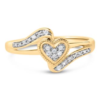 House of Brilliance 14K Yellow Gold Plated.925 Sterling Silver Diamond Accent Filigree Heart Promise Ring