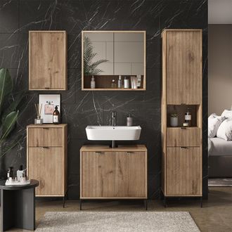 Vicco Conjunto De Muebles De Ba&ntilde;o Eliza, Roble Vikingo, 5 Partes