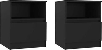 vidaXL Vidaxl - Mesitas de noche 2 uds madera contrachapada negro 40x40x50 cm