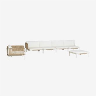 Sklum Conjunto De Jard&iacute;n Con Sof&aacute; Modular Esquinero De 4 Piezas, Puff Y Sill&oacute;n En Acero Roubly Sklum