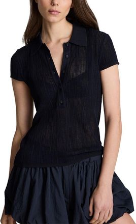Kenneth Cole Variegated Rib Cap Sleeve Polo Shirt
