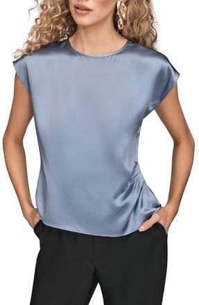 DKNY Cap Sleeve Stretch Silk Top in Tempest at Nordstrom, Size X-Large