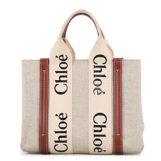 Chlo&eacute; Beige Brown Canvas Leather Handbag Tote Bag (Pre-Owned)