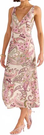 Minkpink Cadence Bias Slip Midi Dress In Pink Paisley