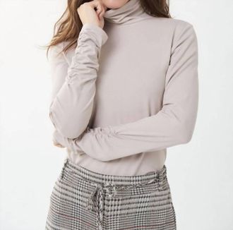 Joseph Ribkoff Fitted Mock Neck Top In Sand