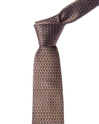 Canali Brown Squares Silk Tie