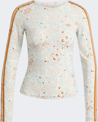 adidas Originals Summer Glow - Maglia a maniche lunghe in rete bianco sporco e arancione rustico