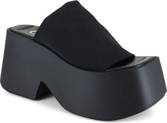 Candie's Danna Platform Slide Sandal in Black Fabric at Nordstrom, Size 11Us