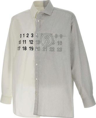 Maison Margiela Overhemden, Heren, Wit, S, Katoen, Poplin overhemd