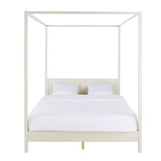 Maisons du monde Cama con dosel de madera de pino beige 160x200 cm