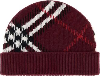Burberry MH Core Check Beanie - Accessories - Mujer - Rojo - ONE SIZE