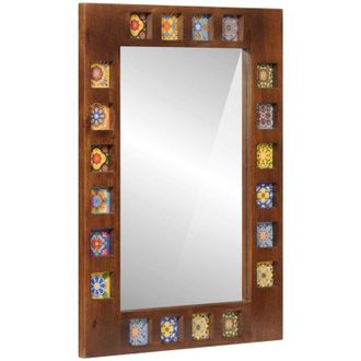 vidaXL Espejo De Ba&ntilde;o Nogal 50 X 70 X 2,5 Cm Madera De Mango Maciza Vidaxl