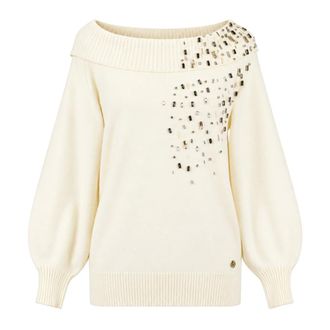 Twinset Trui met ronde hals - Dames - Truien - Wit - Maat: S Viscose