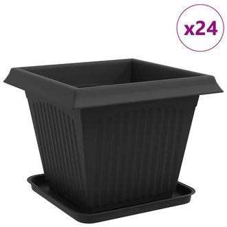 vidaXL Macetas 24 Pcs Negro 38 X 38 X 30 Cm Pl&aacute;stico Vidaxl