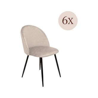 Dmora Dmora - Juego De 6 Sillas Stinson, Sill&oacute;n Tapizado En Terciopelo, Silla De Comedor Acolchada, Asiento Para Reuniones, 51x54h82 Cm, Gris Claro