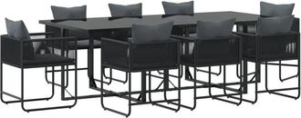 vidaXL Garden Dining Set 9 pcs Black Steel Vidaxl