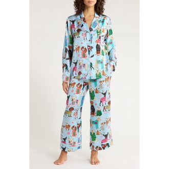 Karen Mabon Christmas Dogs Classic Pajamas in Pale Blue at Nordstrom, Size X-Small
