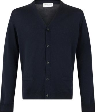 Roberto Collina Knopen-voor-knoop-wol-cardigan - Heren - Vesten - Blauw - XL - Wol - Truien & Vesten