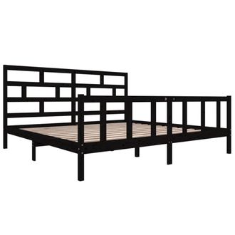 Berkfield Home Beautiful Bed Frame Black Solid Wood Pine 200x200 cm