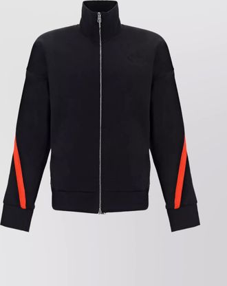 Alexander McQueen striped sleeve cotton high neck sweatshirt