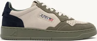 Autry MEDALIST LOW TRICOLOR SNEAKERS IN SMOKE GREEN AND SPACE SUEDE