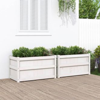 vidaXL Vidaxl - Jardineras De Exterior 2 Unidades Madera Maciza De Pino Blanco