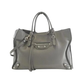 Balenciaga Pre-owned Handbags, female, Gray, Size: ONE SIZE Pre-owned Papier A6 Zip Around Calf Shoulder Bag