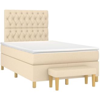 vidaXL Cama Box Spring Con Colch&oacute;n Tela Color Crema 120x200 Cm Vidaxl