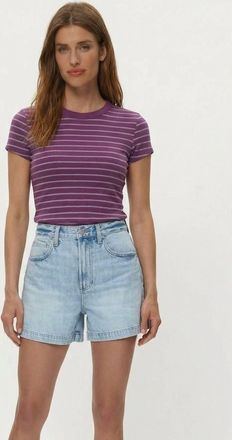 Michael Stars Joy Striped Tee In Grape / Heather Gray