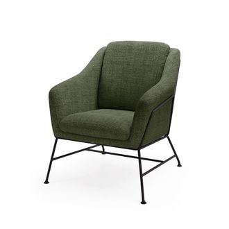 Koketto Home Butaca baja en tejido jaspeado color verde y estructura de metal