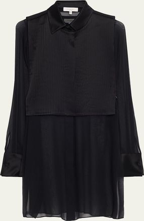 Lafayette 148 New York Sheer Silk Georgette Tunic & Pleated Vest Set