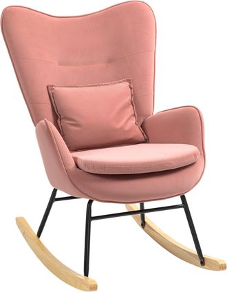 HOMCOM Velvet Rocking Chair With Lumbar Pillow For Living Room Bedroom | TJ Hughes