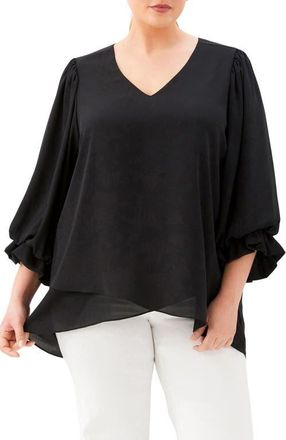 Karen Kane Crossover Hem Asymmetric Top in Black at Nordstrom, Size 3 X