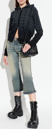 Balenciaga Hooded Cardigan, Womens, Black