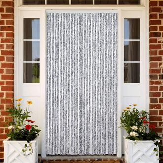 vidaXL Vidaxl - Cortina Mosquitera Chenilla Blanco Y Gris 118x220 Cm
