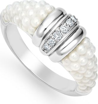 Lagos White Caviar Diamond Stacking Ring in Silver/diamond at Nordstrom, Size 8