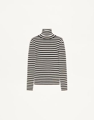 Valentino Striped Wool Jumper Woman IVORY/BLACK XL