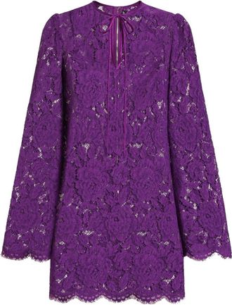Dolce & Gabbana Womens Bell Sleeves Lace Mini Dress