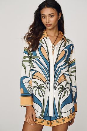 Farm Rio 100% Cotton Geometric Buttondown Shirt