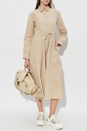 Moncler Dress With A Drawstring Waist, Womens, Beige